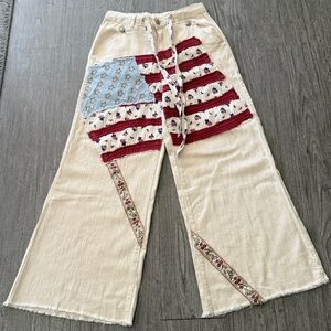 POL Freedom Patch Wide Leg Pants NEW